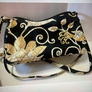 Vera Bradley Floral Quilted Crossbody Bag - Black & Gold
